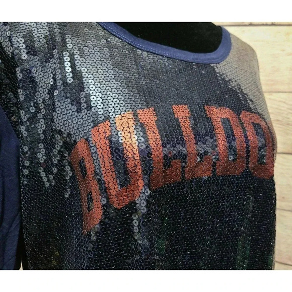 Big Boy Headgear Women's Sequined Bulldogs Top - Picture 4 of 7